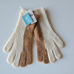 NWT Anthropologie Cream and Brown Gloves